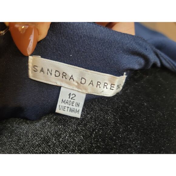 Sandra Darren Dress Womens 12 Navy Red Geometric Sheath Career Party Lined - Picture 9 of 12